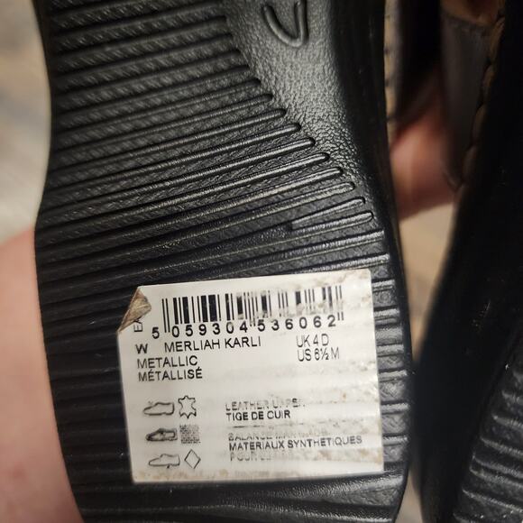 New in box Clark Merliah Karli Women's sandals metallic size 6.5 - Picture 9 of 10